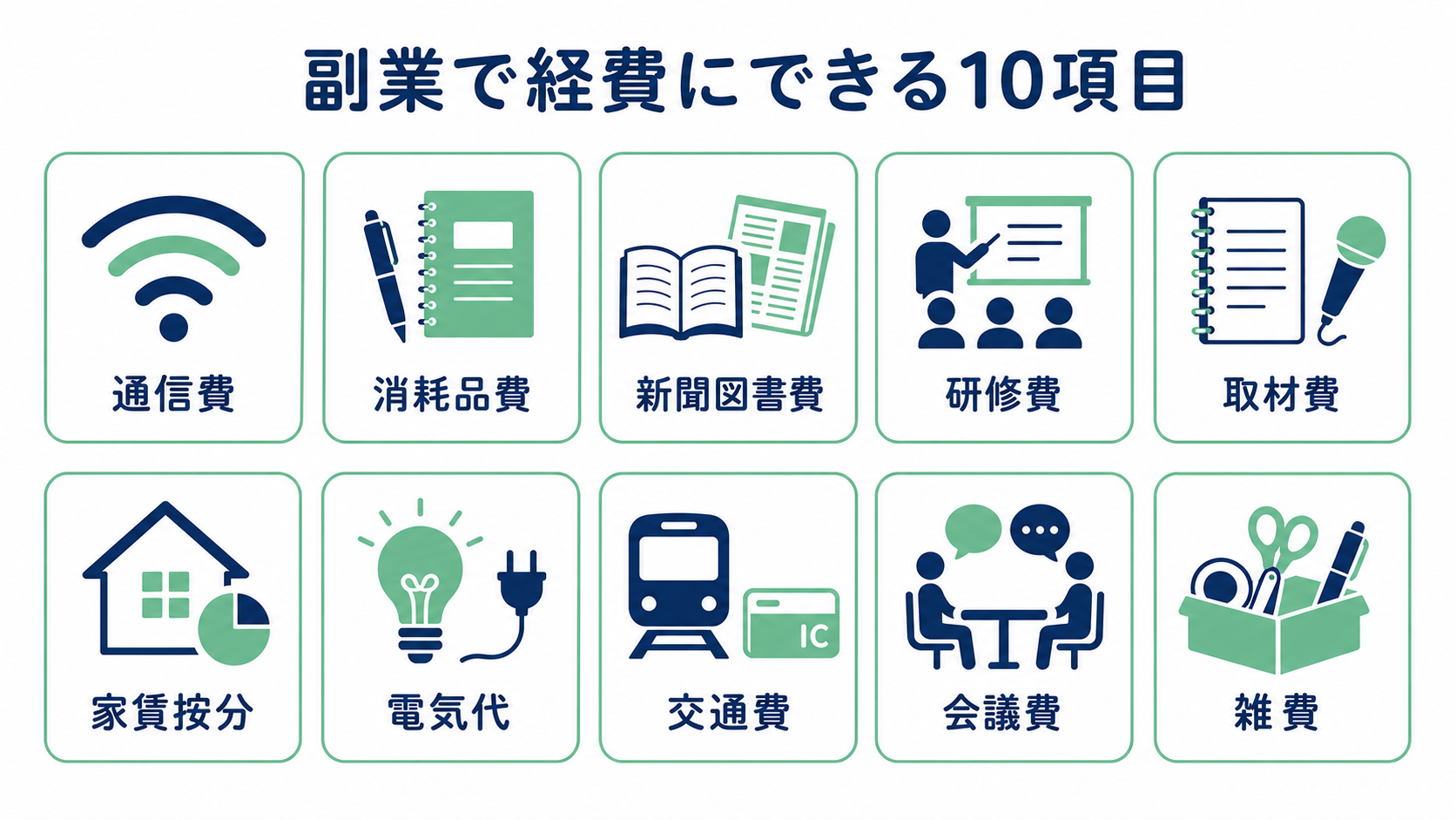 副業で経費にできる10項目の一覧