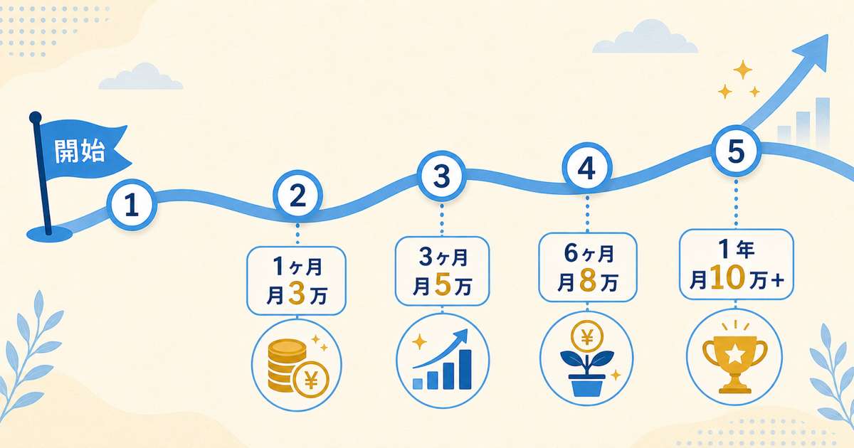 副業者の月収到達 平均タイムライン